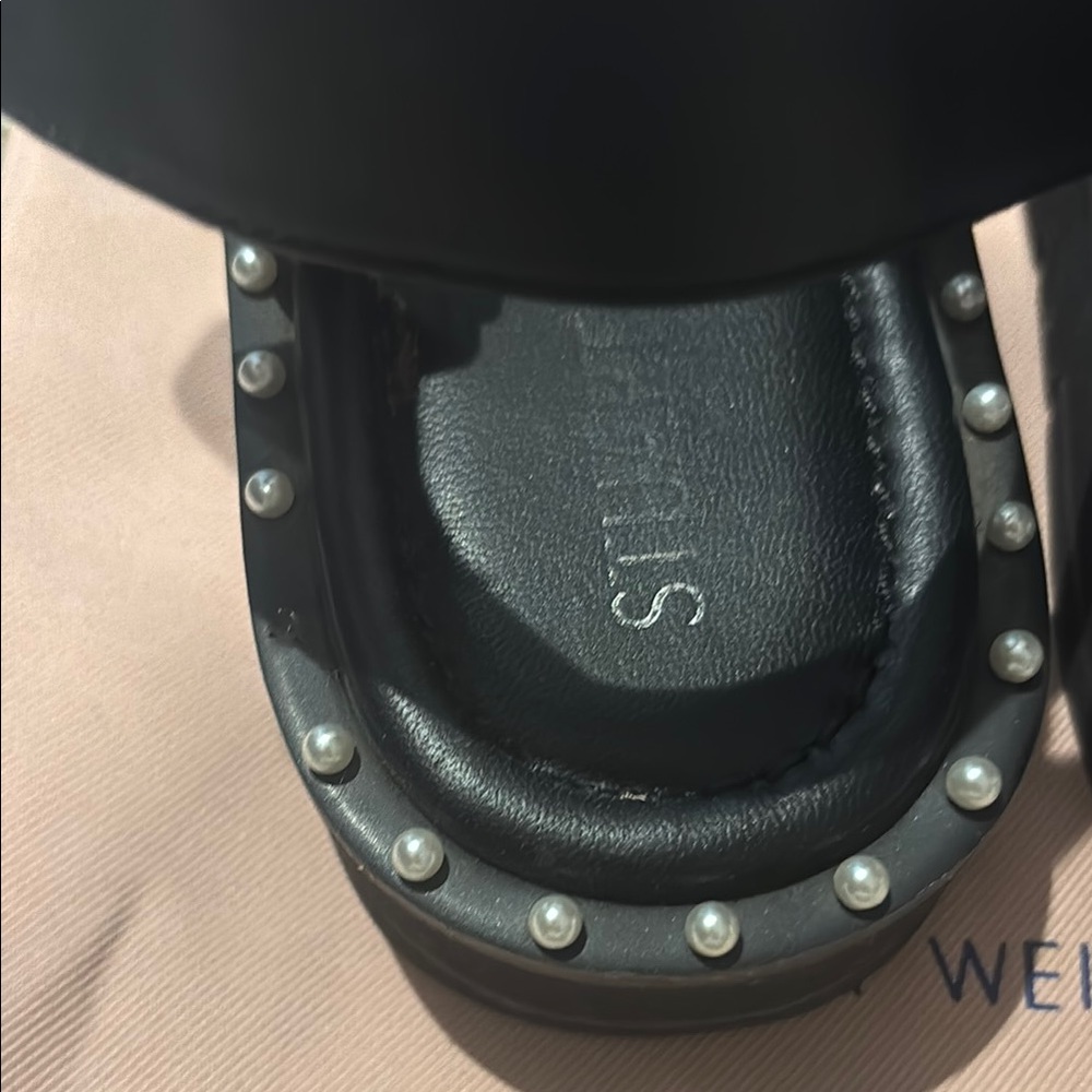 Stuart Weitzman Black Sandals with Silver Studs - Picture 5 of 8